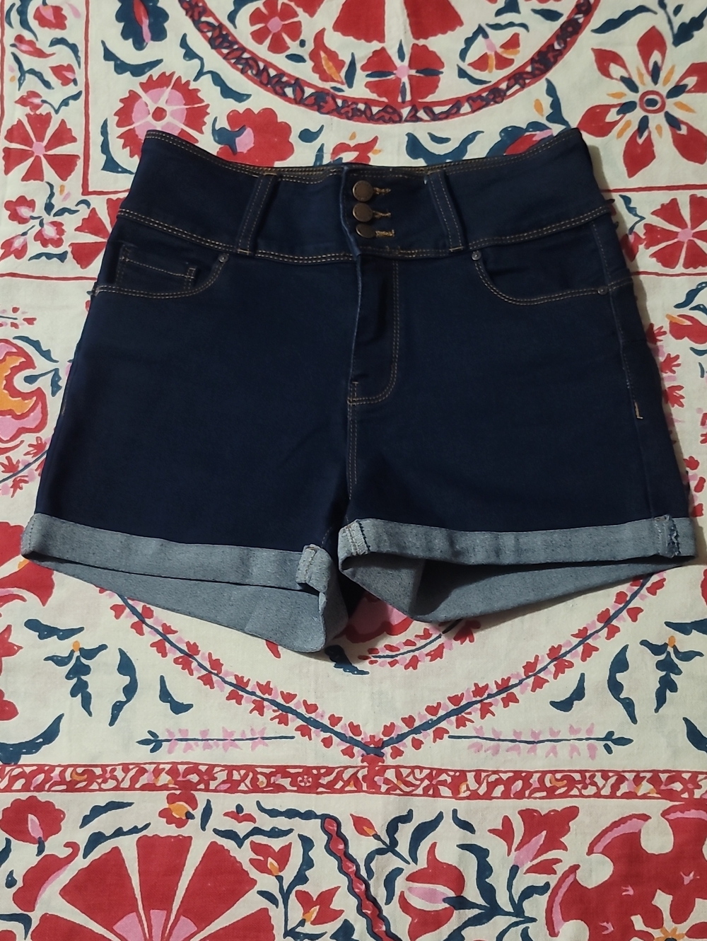 NWOT Wax Jean Deep Blue High-Waist Rolled-Hem Shorts